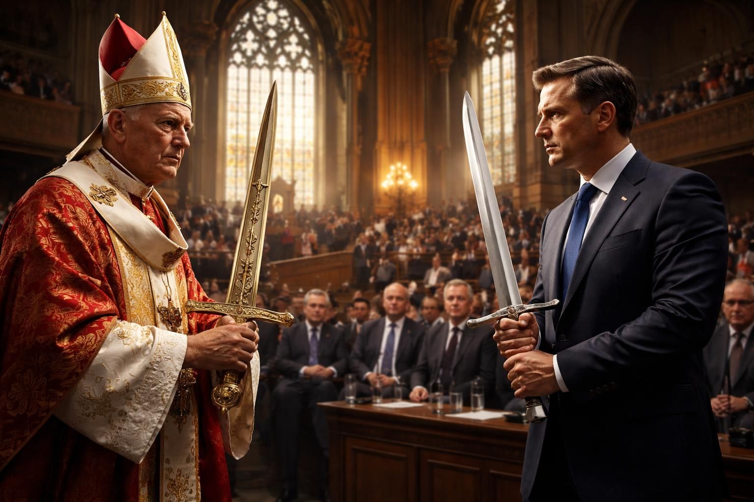 découvrez comment la théorie des deux glaives influence les débats contemporains sur la séparation du pouvoir religieux et politique, entre défense et critique approfondies.